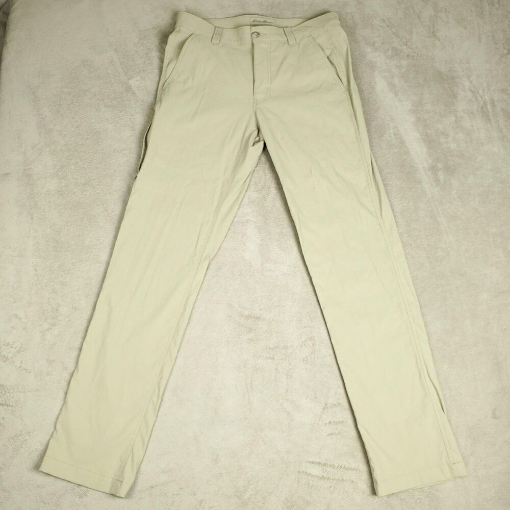 Eddie Bauer Travex Pants Mens 30x32 Beige Nylon Spandex Stretch Outdoor Travel